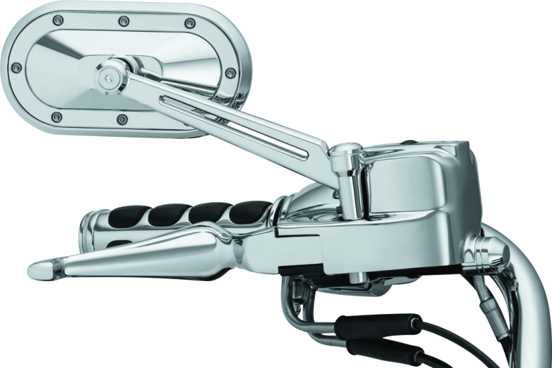 Chrome Kuryakyn Heavy Industry Mirrors for powersports vehicles, showing the sleek, reflective mirror surface and mounting hardware.