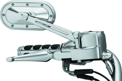 Chrome Kuryakyn Heavy Industry Mirrors for powersports vehicles, showing the sleek, reflective mirror surface and mounting hardware.