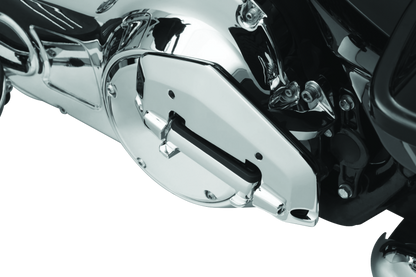 Chrome Kuryakyn Hex Folding Mini Board without adapter, motorcycle footrest with chrome finish and compact design.