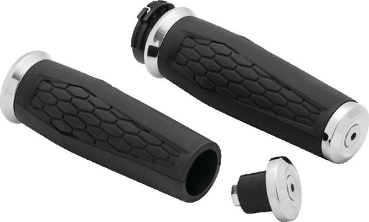 Kuryakyn Hex Grips Dual Cable Chrome for powersports vehicles, showing shiny chrome handles with dual cables for motorcycle or ATV steering.