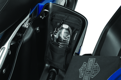 Kuryakyn Internal Saddlebag Organizer for powersports vehicles, showing the durable black plastic storage compartment inside a saddlebag.
