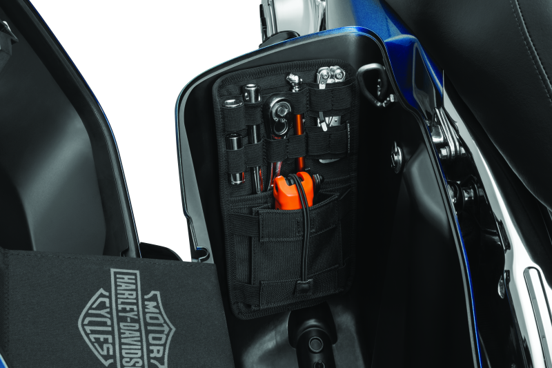 Kuryakyn Internal Saddlebag Organizer for Powersports Vehicles, part #5287, showing organized storage compartments inside saddlebag