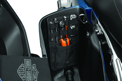 Kuryakyn Internal Saddlebag Organizer for Powersports Vehicles, part #5287, showing organized storage compartments inside saddlebag
