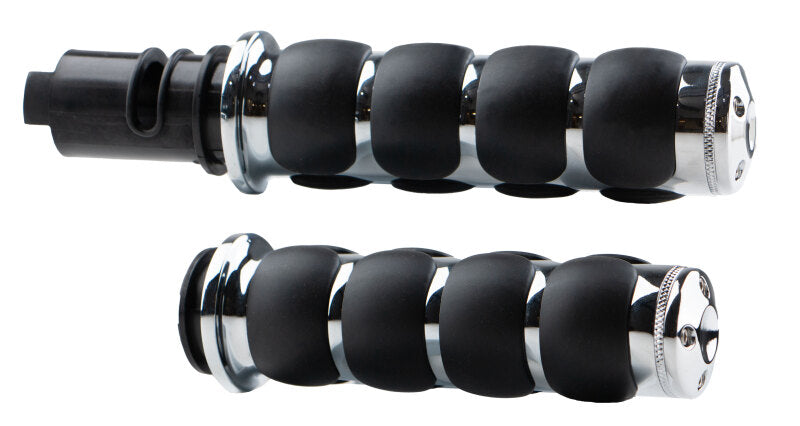 Kuryakyn ISO Grips Throttle-By-Wire Chrome for powersports vehicles, showing the sleek chrome finish and textured grip surface.