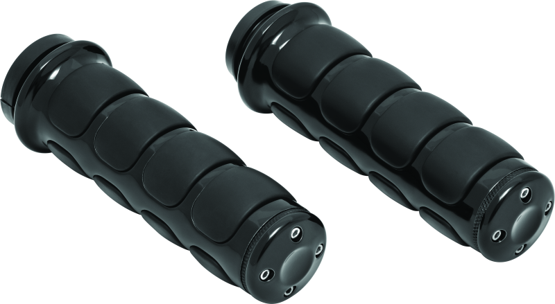 Kuryakyn ISO grips without throttle boss for throttle-by-wire systems in black, designed for comfortable motorcycle handlebar use.