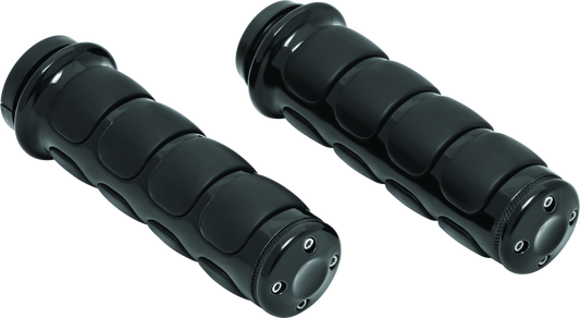 Kuryakyn ISO grips without throttle boss for throttle-by-wire systems in black, designed for comfortable motorcycle handlebar use.