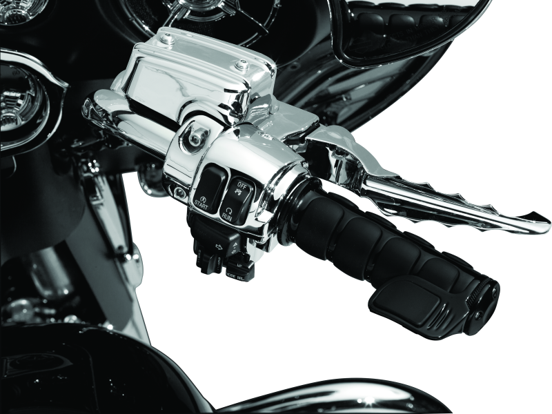 Black Kuryakyn ISO motorcycle grips without throttle boss for throttle-by-wire systems, featuring ergonomic design and textured surface.