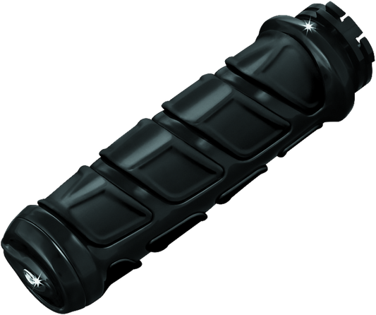 Kuryakyn Kinetic grips for Indian Motorcycle in glossy black, ergonomic handlebar grips with textured surface for enhanced control.