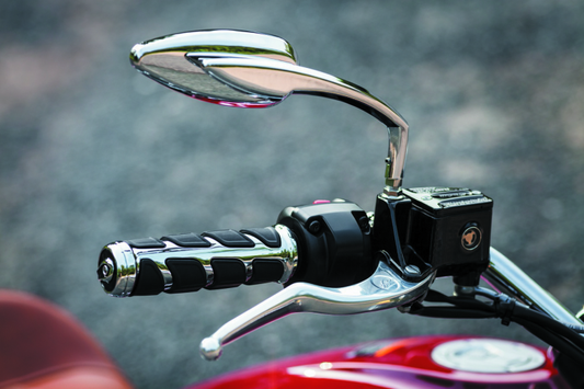 Kuryakyn Kinetic Grips universal 7/8 inch chrome handlebar grips with vibration-isolating design for powersports vehicles.