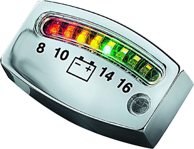 Kuryakyn, Kuryakyn LED Battery Gauge Universal Chrome Part 4219 for Powersports Vehicles