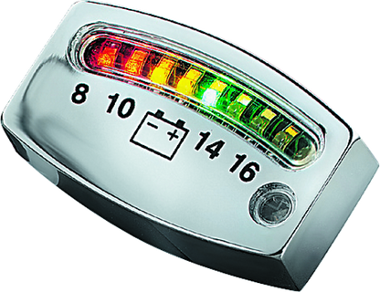 Kuryakyn, Kuryakyn LED Battery Gauge Universal Chrome Part 4219 for Powersports Vehicles