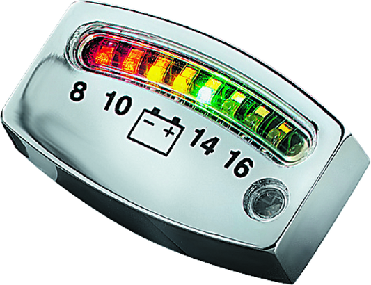 Kuryakyn, Kuryakyn LED Battery Gauge Universal Chrome Part 4219 for Powersports Vehicles
