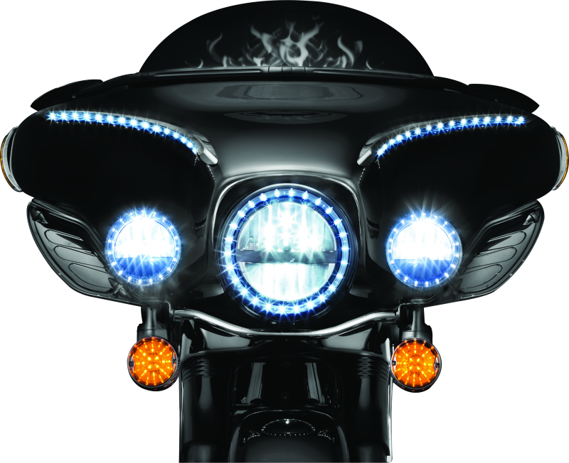 Kuryakyn LED front turn signal conversion flat style insert with amber lens for Harley Davidson motorcycle
