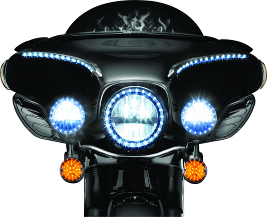 Kuryakyn LED front turn signal conversion flat style insert with amber lens for Harley Davidson motorcycle