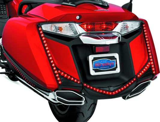 Kuryakyn LED rear fender tip with smoke lens for Honda Gold Wing F6B (2013-2016), mounted on motorcycle rear fender.