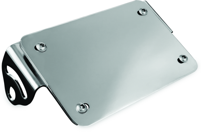Chrome Kuryakyn license plate turn signal and marker light mount for motorcycles, designed for secure and stylish installation.