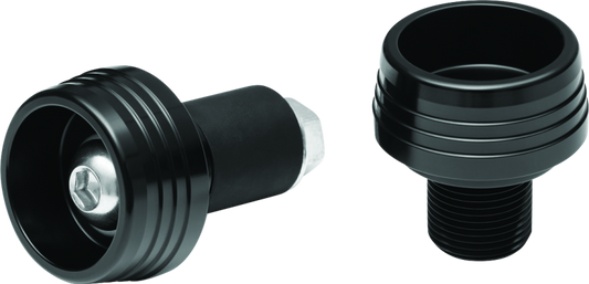 Kuryakyn Lodestar front axle slider in black for BMW R1200R, F800R, R Nine T, and R1200RS motorcycle with visible mounting hardware.