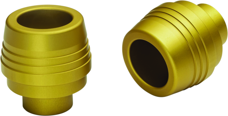 Kuryakyn Lodestar handlebar sliders for BMW R1200GS in gold, designed to protect handlebars during rides.