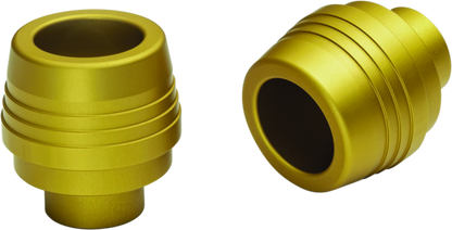 Kuryakyn Lodestar handlebar sliders for BMW R1200GS in gold, designed to protect handlebars during rides.