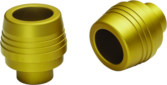 Kuryakyn Lodestar handlebar sliders for BMW R1200GS in gold, designed to protect handlebars during rides.