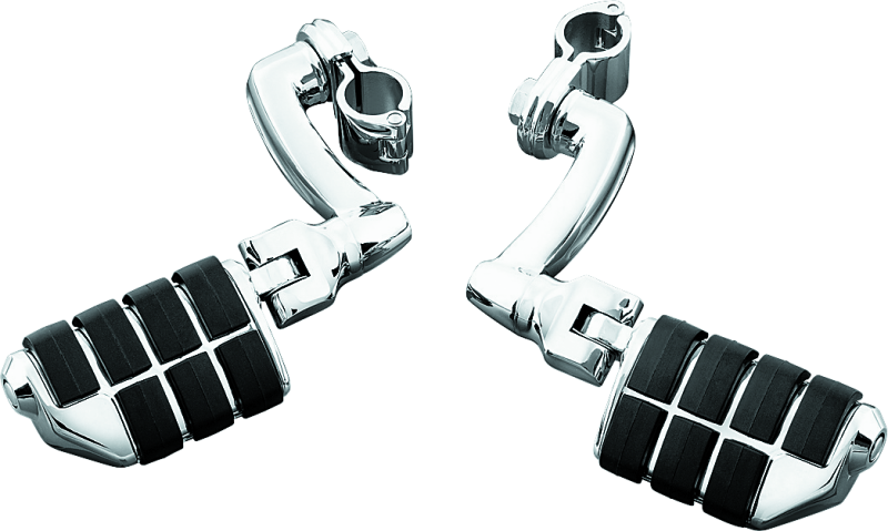 Kuryakyn Longhorn Offset Dually ISO Pegs with 1-1/4 inch clamp in chrome for powersports vehicle comfort and adjustability.