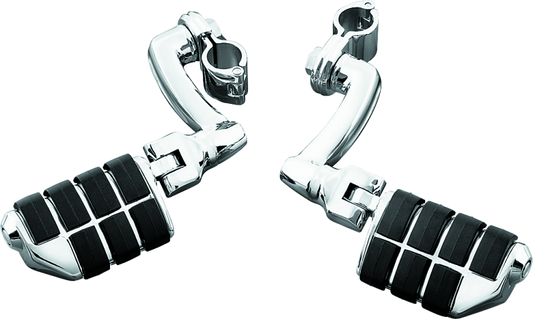 Kuryakyn Longhorn Offset Dually ISO Pegs with 1-1/4 inch clamp in chrome for powersports vehicle comfort and adjustability.