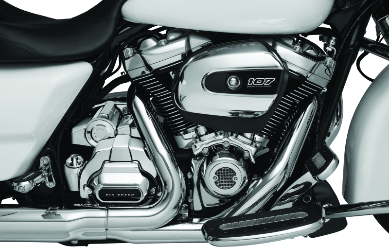 Kuryakyn Milwaukee-8 Chrome Starter Cover for Harley-Davidson models, shiny chrome finish, fits Milwaukee-8 engine bikes.