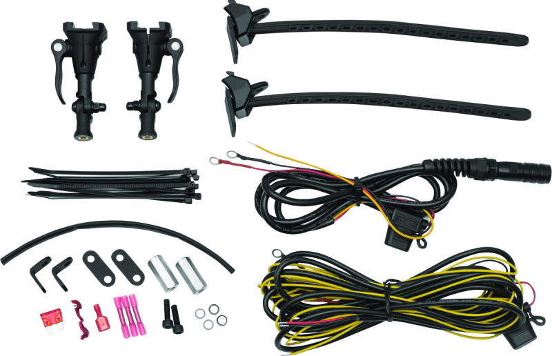 Kuryakyn universal mount kit for Wanderbar on ATV, UTV, or motorcycle, shown with mounting hardware and components.