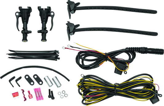 Kuryakyn universal mount kit for Wanderbar on ATV, UTV, or motorcycle, shown with mounting hardware and components.