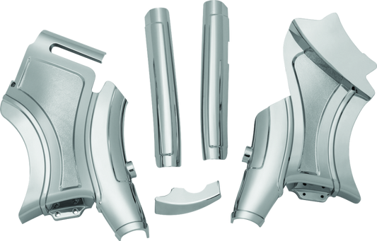 Chrome Kuryakyn neck cover for Indian Chieftain and Roadmaster motorcycle models, enhancing bike style and protection.