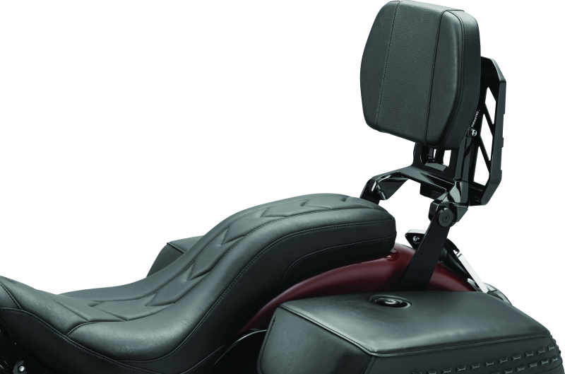 Kuryakyn Neo driver and passenger backrest with luggage rack in black, motorcycle comfort accessory, part #5747