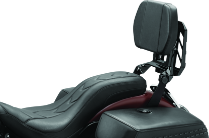 Kuryakyn Neo driver and passenger backrest with luggage rack in black, motorcycle comfort accessory, part #5747