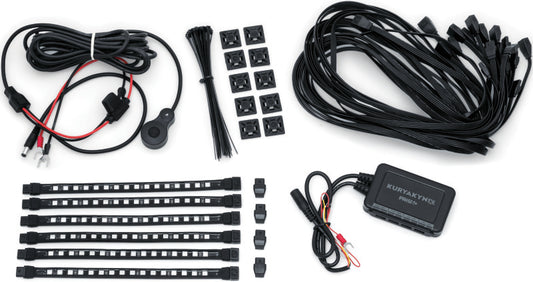 Kuryakyn Nightcrawlers LED Accent Light Kit for powersports vehicles, showing the LED strips and mounting components.