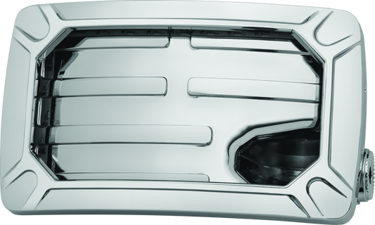 Kuryakyn Nova curved horizontal mount side license plate holder with integrated LED lighting for motorcycles.
