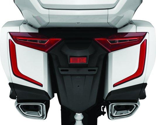 Kuryakyn Omni LED Rear Bag Accents on Honda GL1800 Gold Wing motorcycle, showcasing LED lighting and stylish rear bag details.