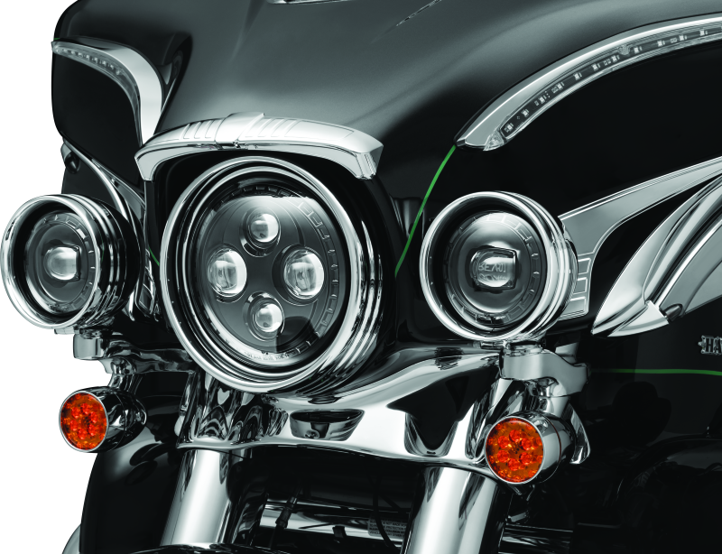 Kuryakyn Orbit 4.5-inch passing lamps with black finish, designed for motorcycle lighting, part number 2474.