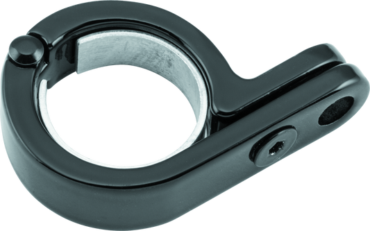 Kuryakyn P-Clamp in black, adjustable from 1-1/8 to 1-1/4 inch, for mounting powersports lighting equipment.