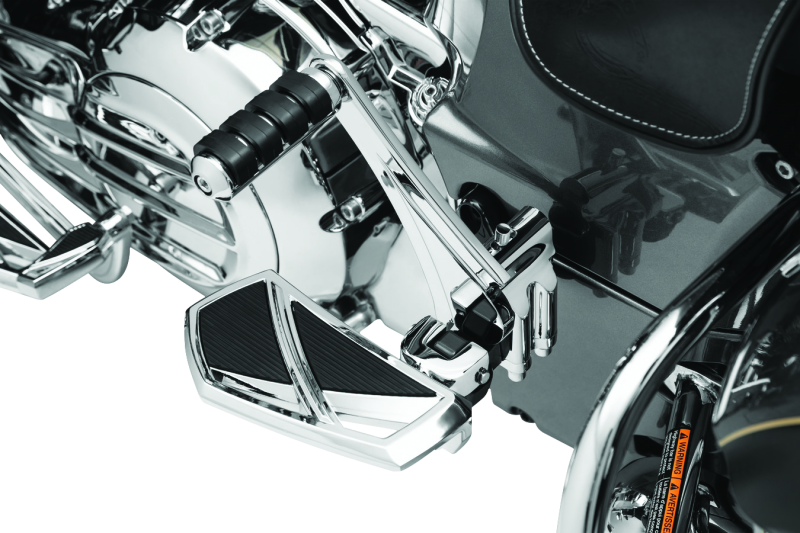 Kuryakyn passenger board mounts for Indian Springfield models in black, part number 5831, shown on motorcycle with mounted boards.