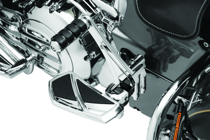 Kuryakyn passenger board mounts for Indian Springfield models in black, part number 5831, shown on motorcycle with mounted boards.