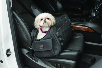 Kuryakyn Pet Palace Flyweight Carrier for travel and powersports, showing lightweight pet carrier with mesh sides and secure zippers.