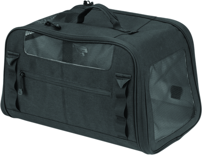 Kuryakyn Pet Palace Flyweight Carrier for travel and powersports, showing lightweight pet carrier with mesh sides and zipper closure.