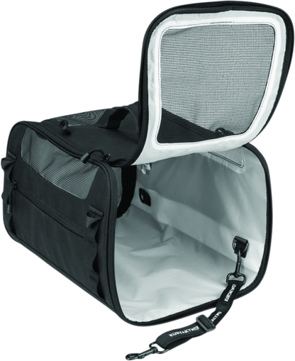 Kuryakyn Pet Palace Flyweight Carrier for travel and powersports with mesh sides and zipper closure, designed for pet comfort and safety