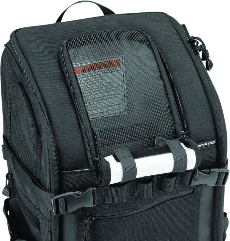 Kuryakyn Pet Palace Ruff-Pack durable backpack pet carrier with mesh sides for small pets up to 15 lbs, ideal for outdoor adventures.