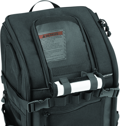 Kuryakyn Pet Palace Ruff-Pack durable backpack pet carrier with mesh sides for small pets up to 15 lbs, ideal for outdoor adventures.