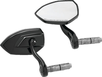 Kuryakyn Phantom Bar End Mirror in gloss black, modern minimalist design for motorcycle rearview visibility.