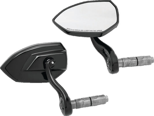 Kuryakyn Phantom Bar End Mirror in gloss black, modern minimalist design for motorcycle rearview visibility.