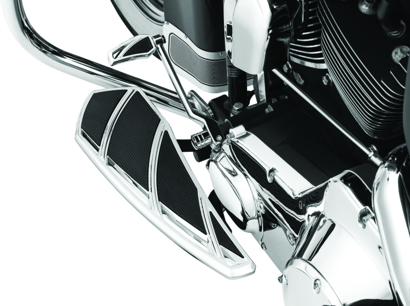 Kuryakyn Phantom Shift Peg in chrome with modern angular design and durable aluminum construction for motorcycle riding.