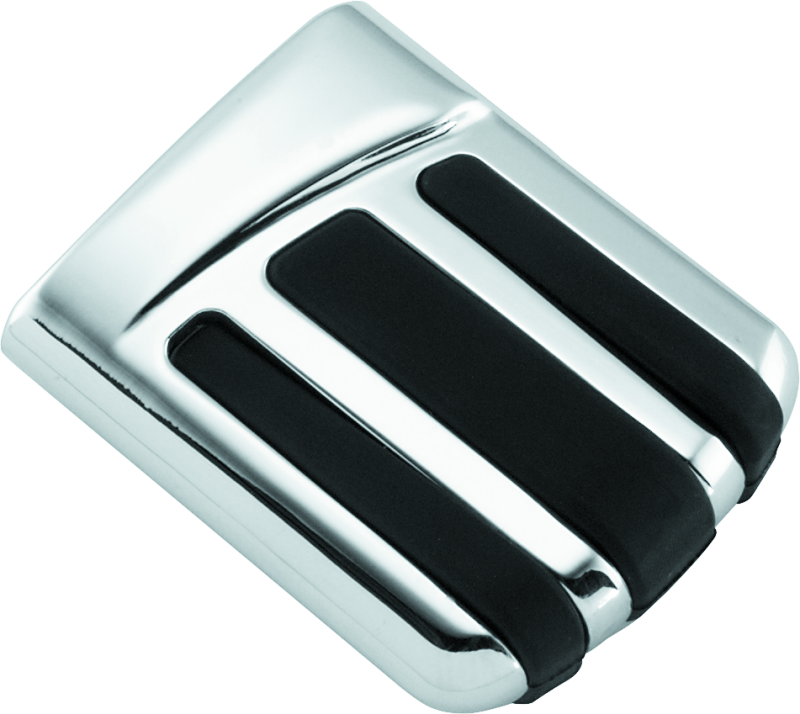Chrome Kuryakyn Pilot Brake Pedal for Harley-Davidson Softail and Dyna models, featuring polished metal and detailed design.
