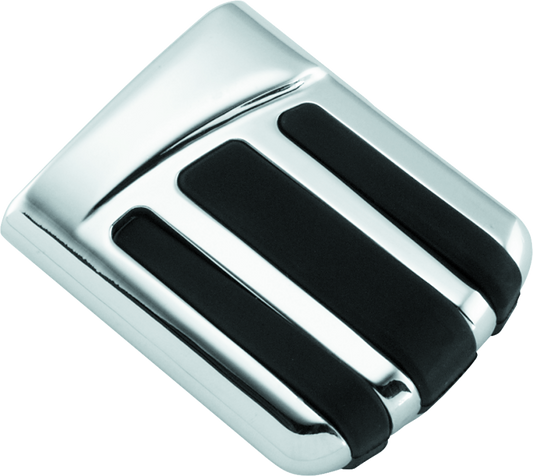Chrome Kuryakyn Pilot Brake Pedal for Harley-Davidson Softail and Dyna models, featuring polished metal and detailed design.