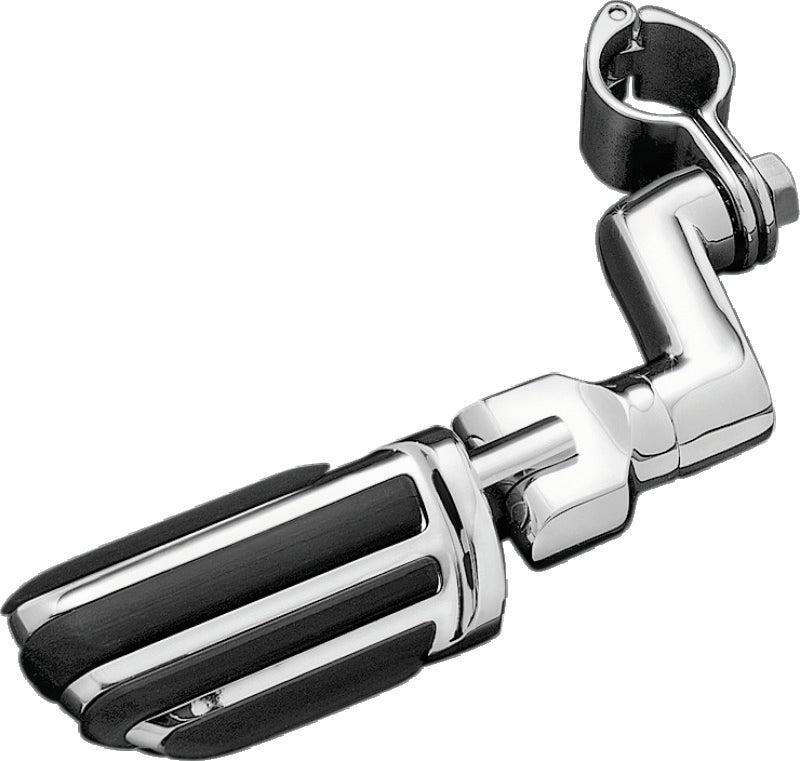 Chrome Kuryakyn Pilot Pegs with 1-1/4 inch offset mounts and clamps, designed for powersports vehicles, shown mounted on a vehicle.